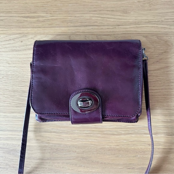Danier Handbags - Danier Deep Purple Leather Crossbody Bag